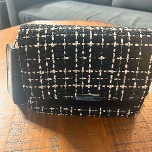 Nine West Black and White Tweed Crossbody Bag